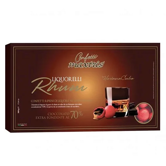 Конфеты из темного шоколада с ромом LIQUORELLI RHUM Maxtris, 500 г