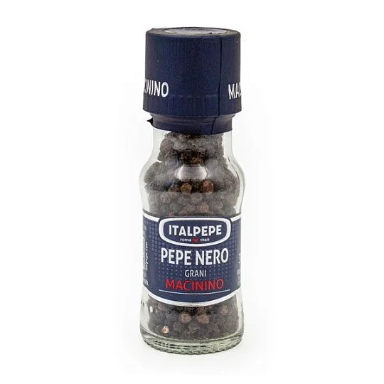 Перец черный горошком ITALPEPE, 30 г (ст/б с мельницей)