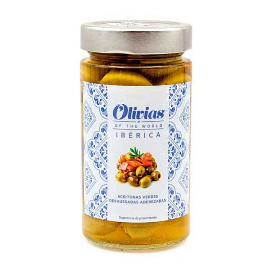 Оливки Гордаль без косточек cо вкусом хамона Иберико Olivias by Tast, 370 мл (ст/б)