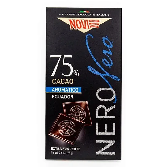 Шоколад горький ЭКВАДОР 75% какао Nero Nero 1571, NOVI, 75 г
