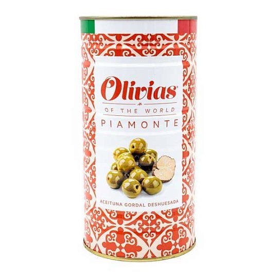 Оливки Гордаль без косточек cо вкусом трюфеля по-пьемонтски Olivias by Tast, 1,485 кг (ж/б)