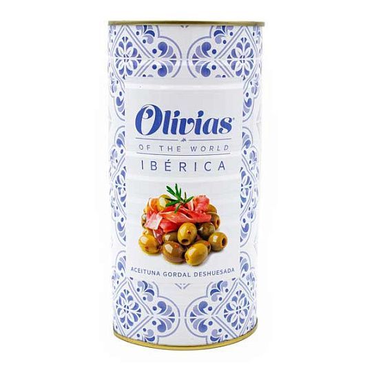 Оливки Гордаль без косточек cо вкусом хамона Иберико Olivias by Tast, 1,4 кг (ж/б)