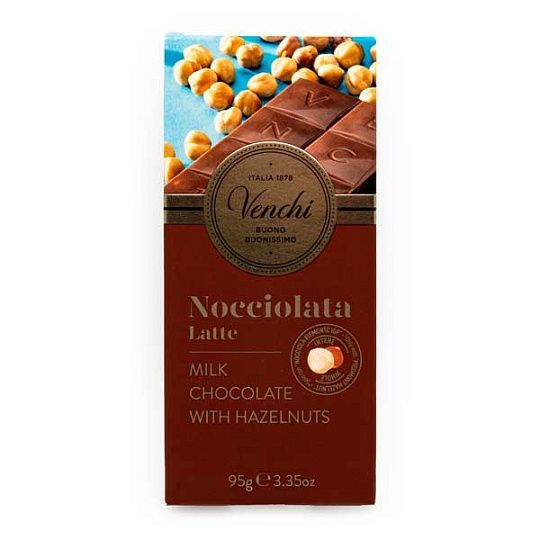 Шоколад молочный с цельным фундуком из Пьемонта IGP Venchi, 95 г (карт/кор)