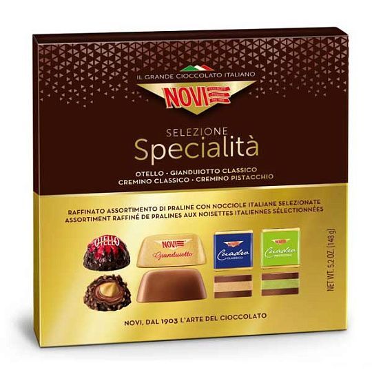 Пралине шоколадные конфеты ассорти, 3024, NOVI, 148 г (карт/кор)