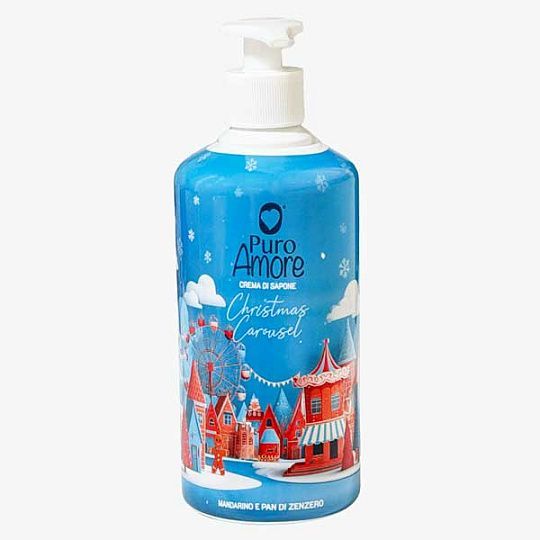 Крем-мыло Christmas Carousel Мандарин и имбирный пряник, PURO AMORE FarmaLais, 500 мл