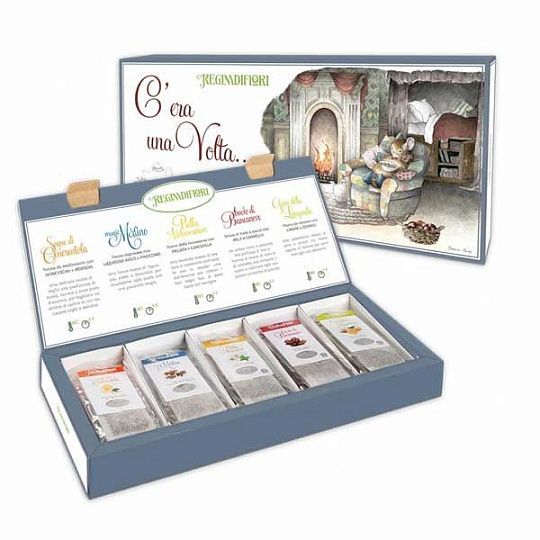 Набор 5 видов чая, 25 пакетиков, "C'era una Volta..." REGINADIFIORI в картонной коробке, 75 г