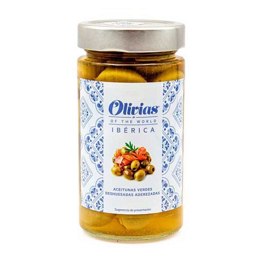 Оливки Гордаль без косточек cо вкусом хамона Иберико Olivias by Tast, 370 мл (ст/б)