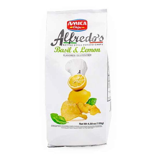 Чипсы картофельные с лимоном и базиликом Alfredo's, Amica Chips, 130 г