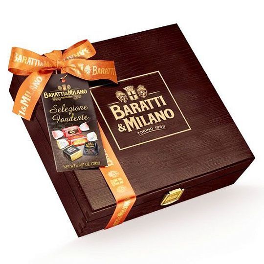 Конфеты ассорти Горький шоколад в деревянной коробке 4417, BARATTI&MILANO, 280 г (дер/кор)