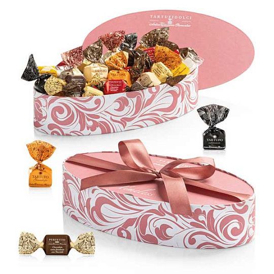 Ассорти TIMELESS TARTUFIDOLCI, 9 видов, ANTICA TORRONERIA PIEMONTESE, 400 кг (карт/кор розовая)